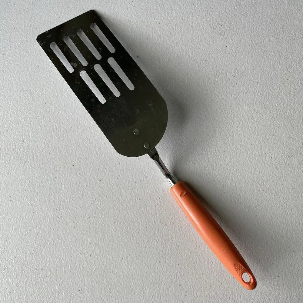Vintage Ekco Chromium Plated Spatula Turner Flipper Orange USA Utensil 12.5